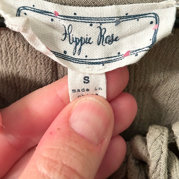 HIPPIE ROSE Lightweight Crop Boho Olive Green Women's Top. Size S - Picture 4 of 6